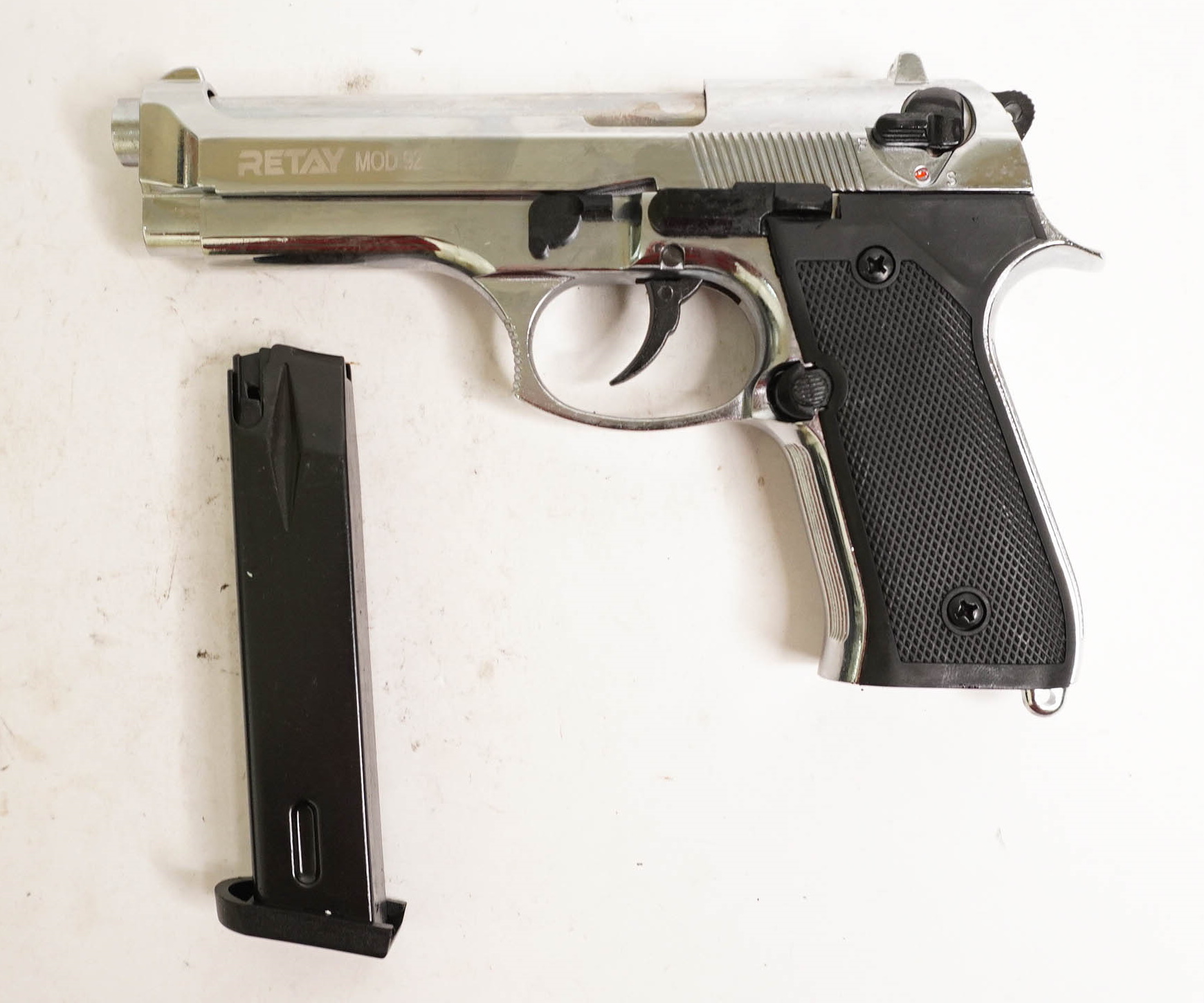 Пистолет охолощенный MOD92 (Beretta 92), к.9мм (никель)